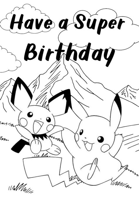 Pikachu Birthday Coloring Pages